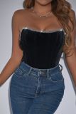 Black Velvet Fishbone Glitter Bodysuit