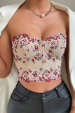 Floral Embroidery Fish bone Corset Top