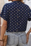 Navy V Neck Gold Stamping Top