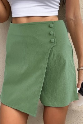 Green Side Button Skort