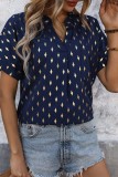 Navy V Neck Gold Stamping Top