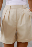 High Waist Plain Fold Hem Shorts