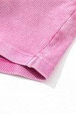 Pink Ribbed Mineral Wash Racerback Cropped Tank Top