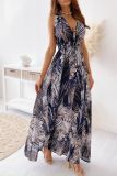 Sleeveless V Neck Floral Maxi Dress