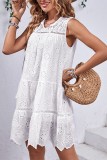 White Sleeveless Eyelet Dress