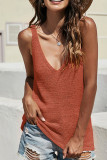 Plain V Neck Knitting Tank Top