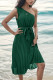 Green One SHoulder Smocked Dress