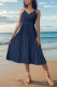 Navy Sleeveless Spaghetti Smocked Dress