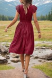 V Neck Ruffle Smocked Dress