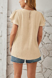 Plain Texture Pin-Tucked Puff Blouse