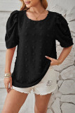 Plain Jacquard Spot Puff Blouse