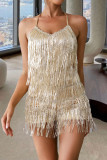 Backless Tassle Spaghetti Dress