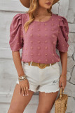Plain Jacquard Spot Puff Blouse