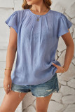 Plain Texture Pin-Tucked Puff Blouse