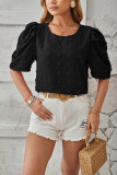 Plain Jacquard Spot Puff Blouse