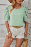 Plain Jacquard Spot Puff Blouse