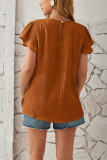 Plain Texture Pin-Tucked Puff Blouse
