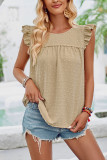 Plain Texture Spot Flutter Sleeves Blouse