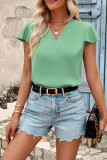Plain V Neck Ruffles Blouse