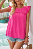 Plain Texture Spot Flutter Sleeves Blouse