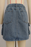 High Waist Denim Short Dress