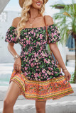 Bohimien Off Shoulder High Waist Floral Dress