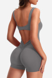 Sports Yoga Plain Sleeveless Shorts