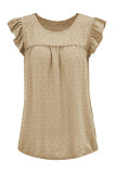 Plain Texture Spot Flutter Sleeves Blouse