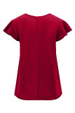 Plain V Neck Ruffles Blouse