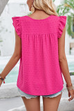 Plain Texture Spot Flutter Sleeves Blouse