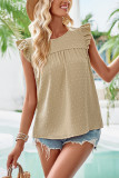 Plain Texture Spot Flutter Sleeves Blouse