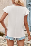 Plain V Neck Ruffles Blouse