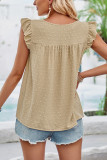 Plain Texture Spot Flutter Sleeves Blouse