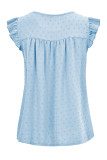 Plain Texture Spot Flutter Sleeves Blouse