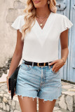 Plain V Neck Ruffles Blouse