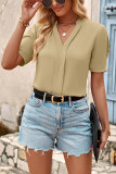 Plain V Neck Short Sleeves Top