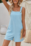 Plain Texture Pockets Buttoned One Piece Romper