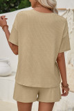 Plain Rib Short Sleeves Top with Shorts 2pcs Set