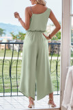 Plain One Shoulder Chain Strap Sleeveless Jumpsuit