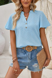 V Neck Button Short Sleeves Top