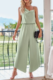 Plain One Shoulder Chain Strap Sleeveless Jumpsuit