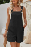 Plain Texture Pockets Buttoned One Piece Romper