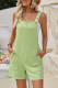 Plain Texture Pockets Buttoned One Piece Romper