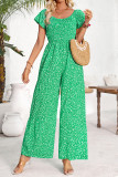 Printed Smocked Wide Leg Jumpsuit