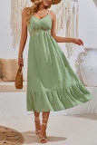 Plain Jacquard Spot V Neck Spaghetti Strap Maxi Dress