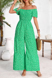 Printed Smocked Wide Leg Jumpsuit