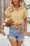 Button Up Fold Sleeves Shirt