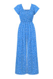 Printed Smocked Wide Leg Jumpsuit