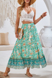 Bohemian Floral Elastic Waist Maxi Skirt