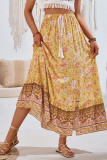 Bohemian Floral Elastic Waist Maxi Skirt